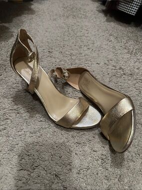 Naturalizer Gold Metallic Ankle Strap Heels